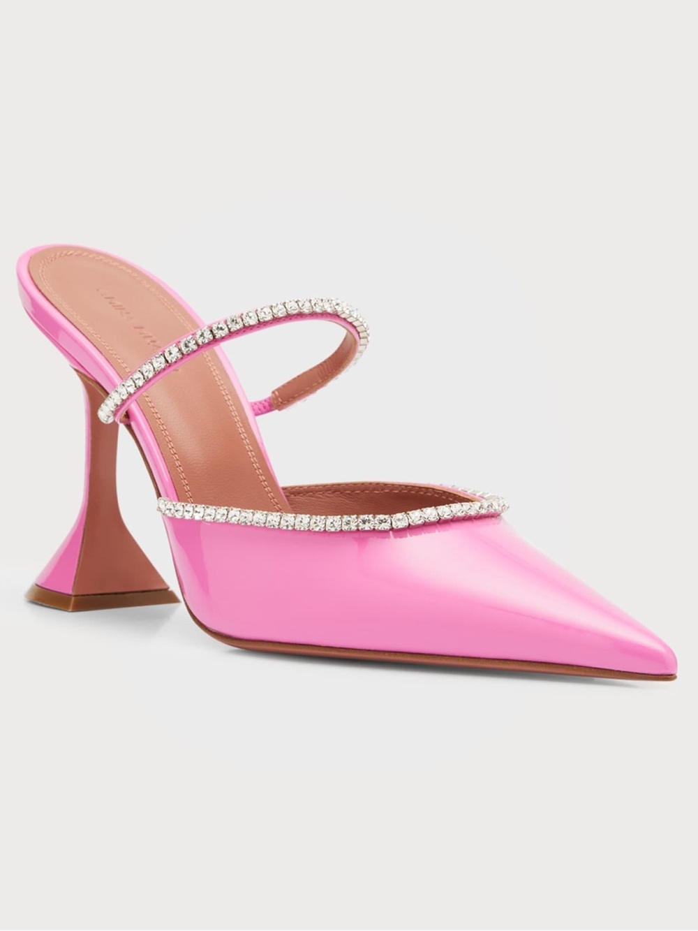 Amina Muaddi Gilda Crystal Patent Leather Mules Pink EU 38.5 | Box & Dust Bag
